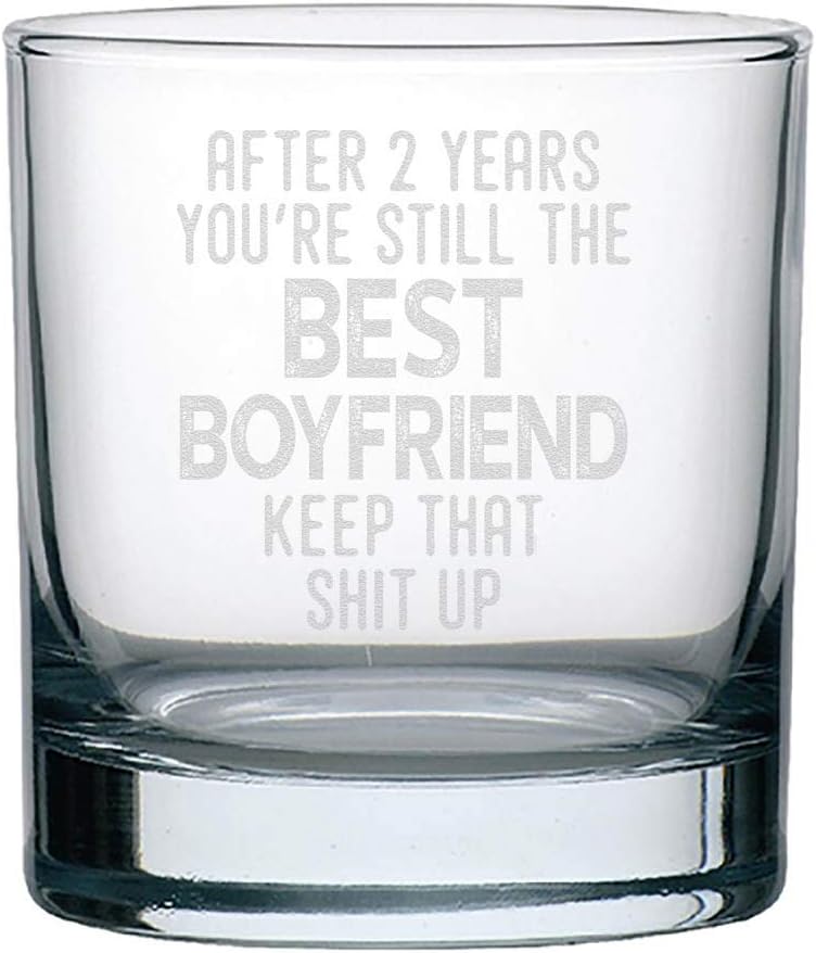 2nd Anniversary Whiskey Glass for Him - Funny Birthday Gift