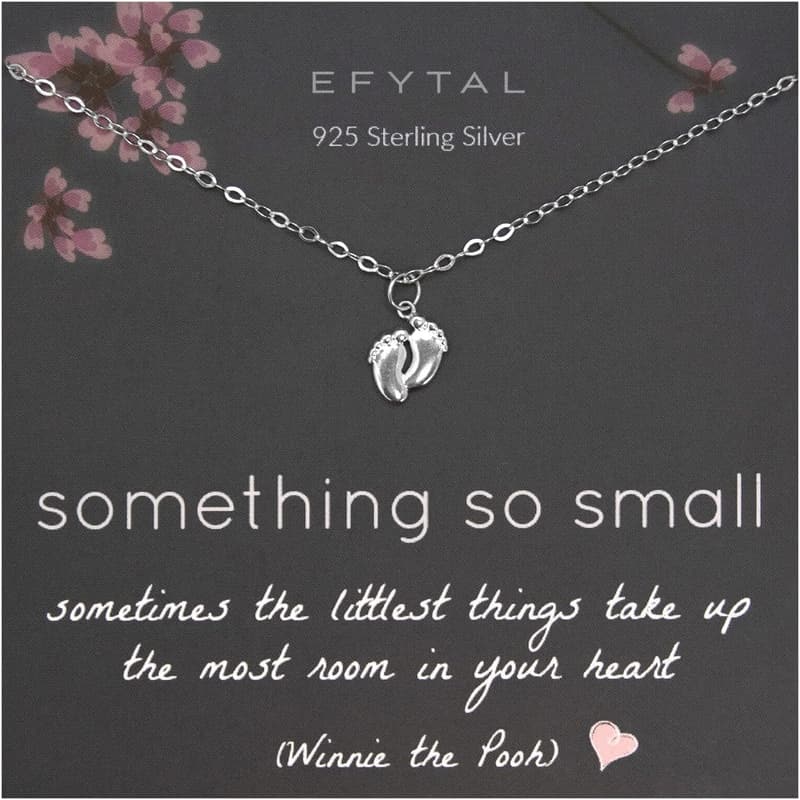 New Mom Gift: 925 Sterling Silver Tiny Feet Necklace