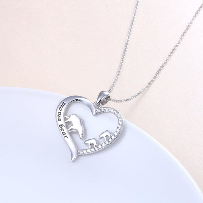 Sterling Silver Mama Bear Necklace for Mother's Day