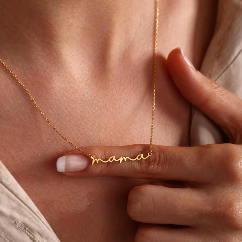 Mother's Day 18K Gold Plated Mama Pendant Necklace for Women