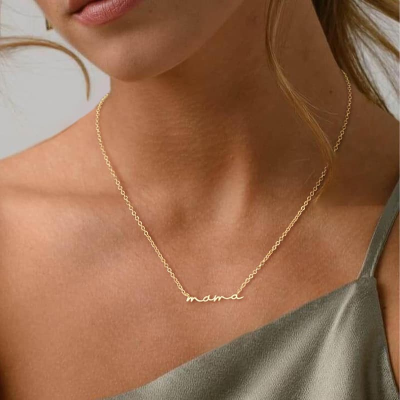 Mother's Day 18K Gold Plated Mama Pendant Necklace for Women