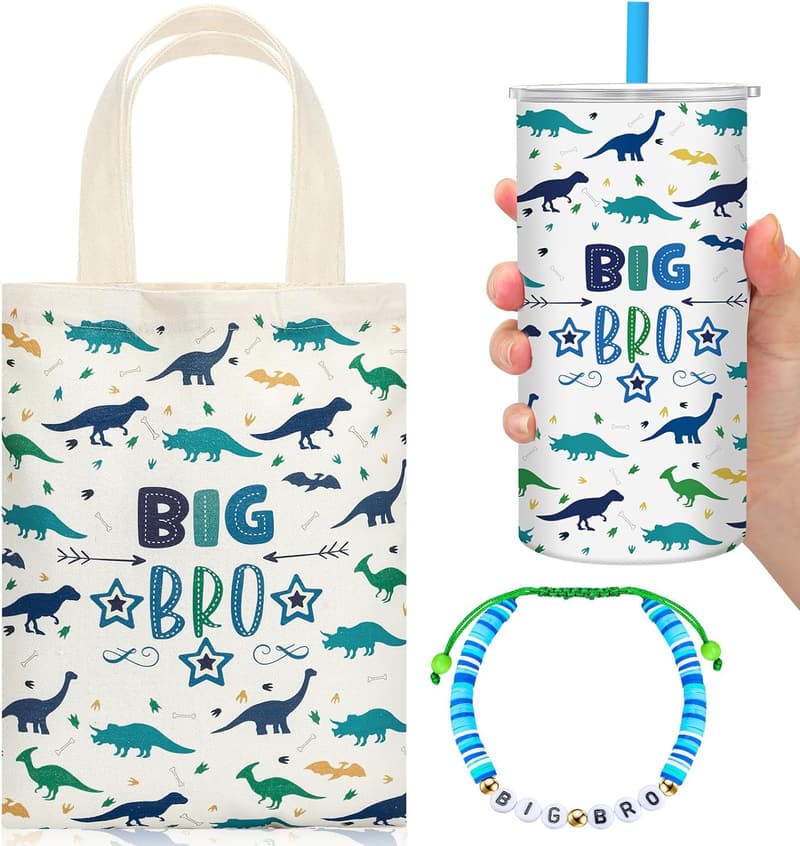 Big Brother Gift Set: 12 oz Insulated Cup, Tote Bag & Bracelet