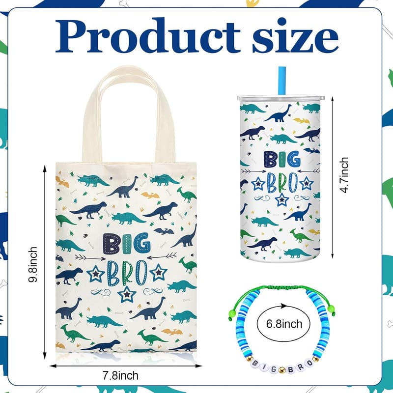 Big Brother Gift Set: 12 oz Insulated Cup, Tote Bag & Bracelet