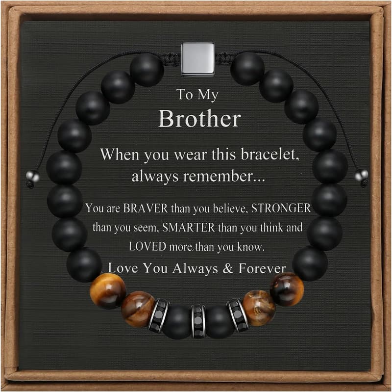 Father's Day Men's Adjustable Tiger Eye & Agate Bracelet