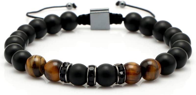 Father's Day Men's Adjustable Tiger Eye & Agate Bracelet