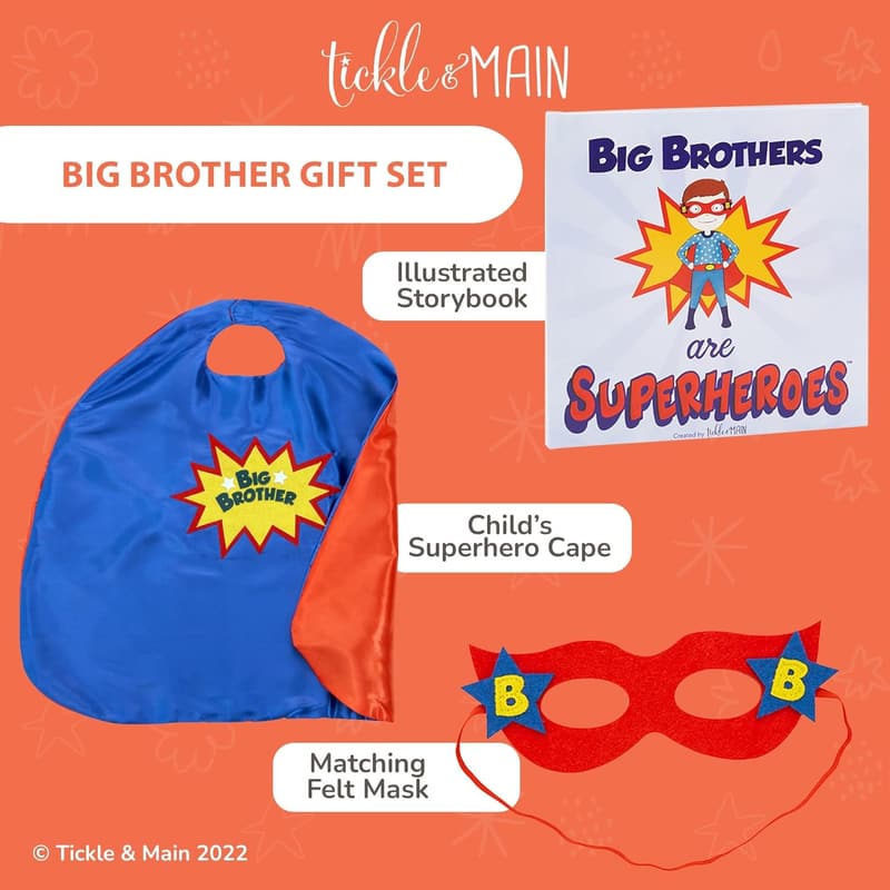 Big Brother Gift Set: Superheroes Book, Satin Cape & Mask
