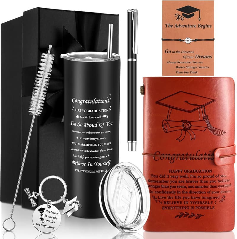 Graduation Gift Set for Graduates - Tumbler, Journal, Bracelet, Keychain