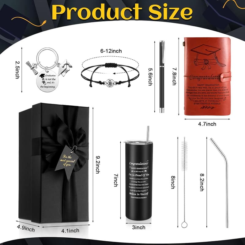 Graduation Gift Set for Graduates - Tumbler, Journal, Bracelet, Keychain