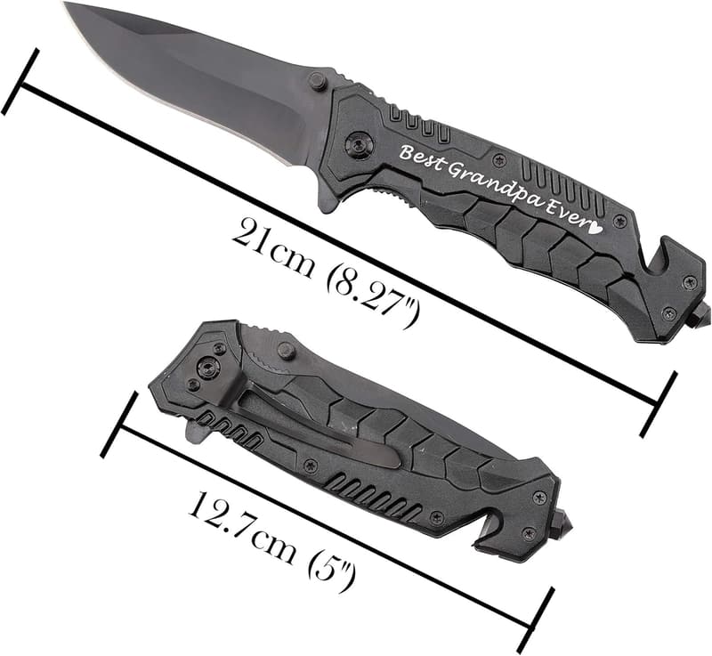 Engraved Black Pocket Knife for Brother's Birthday Gift