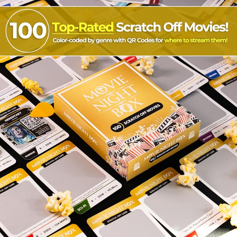 Interactive Movie Night Scratch-Off Box for Couples & Families