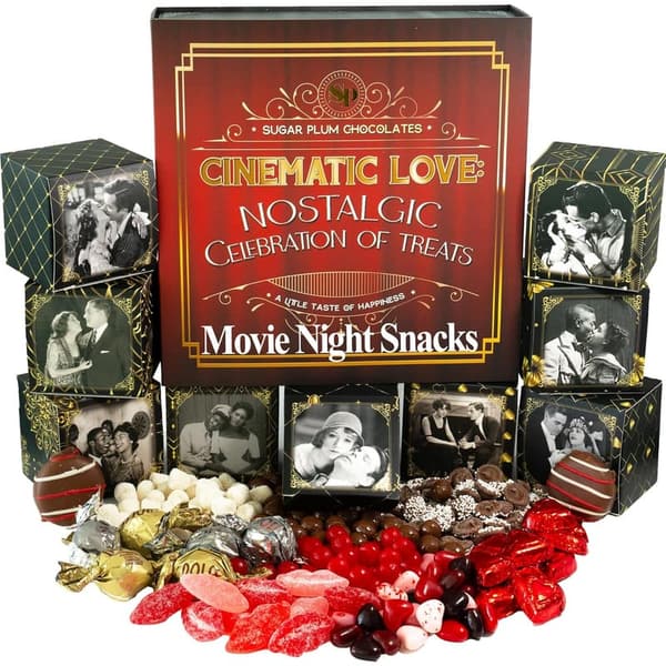 Movie Night Gift Basket Set with Assorted Chocolates & Snacks