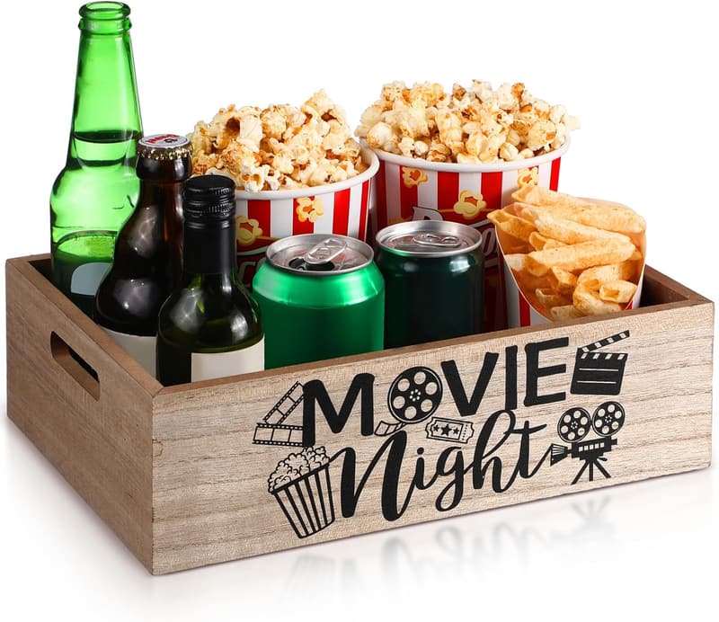 Reusable Wooden Snack Trays for Movie Night Gift Basket