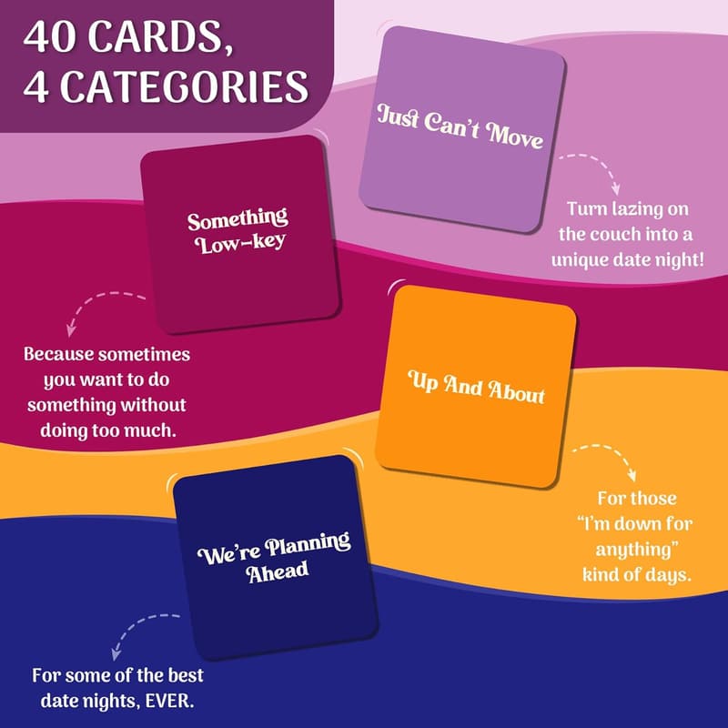 40 Date Night Cards Game - Fun Ideas for Couples' Gift