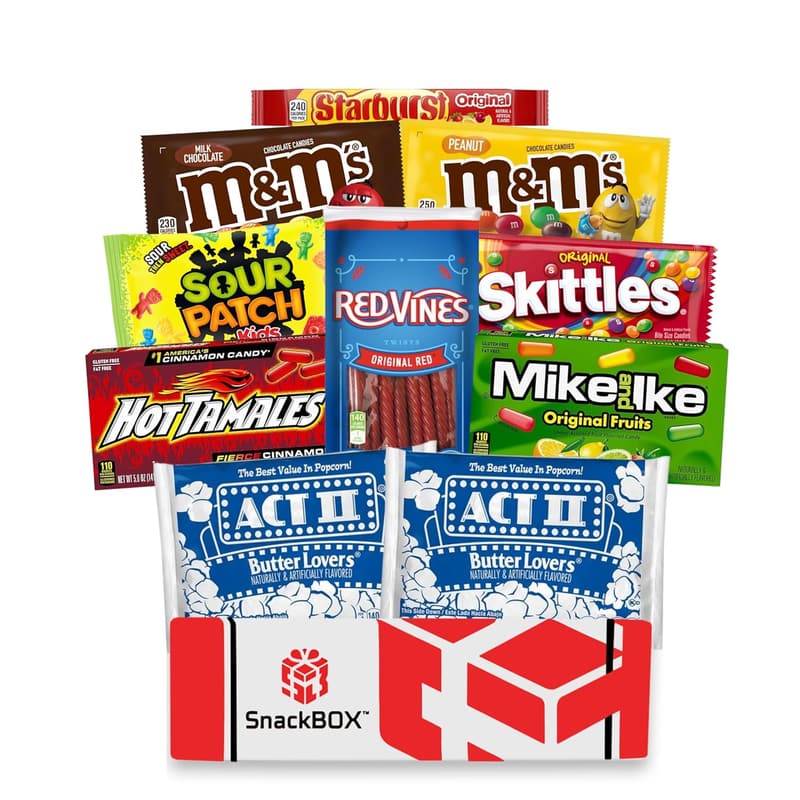 Movie Night Snack Box Care Package - 10 Count Variety Pack