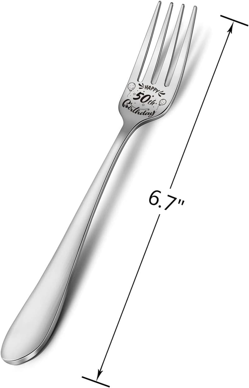 Personalized Engraved Spoon & Fork Set for 50th Birthday