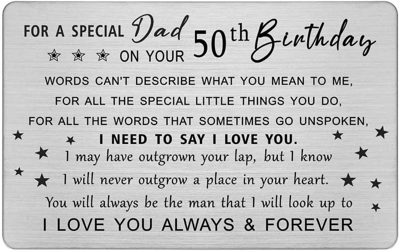 50th Birthday Personalized Steel Wallet Card for Dad
