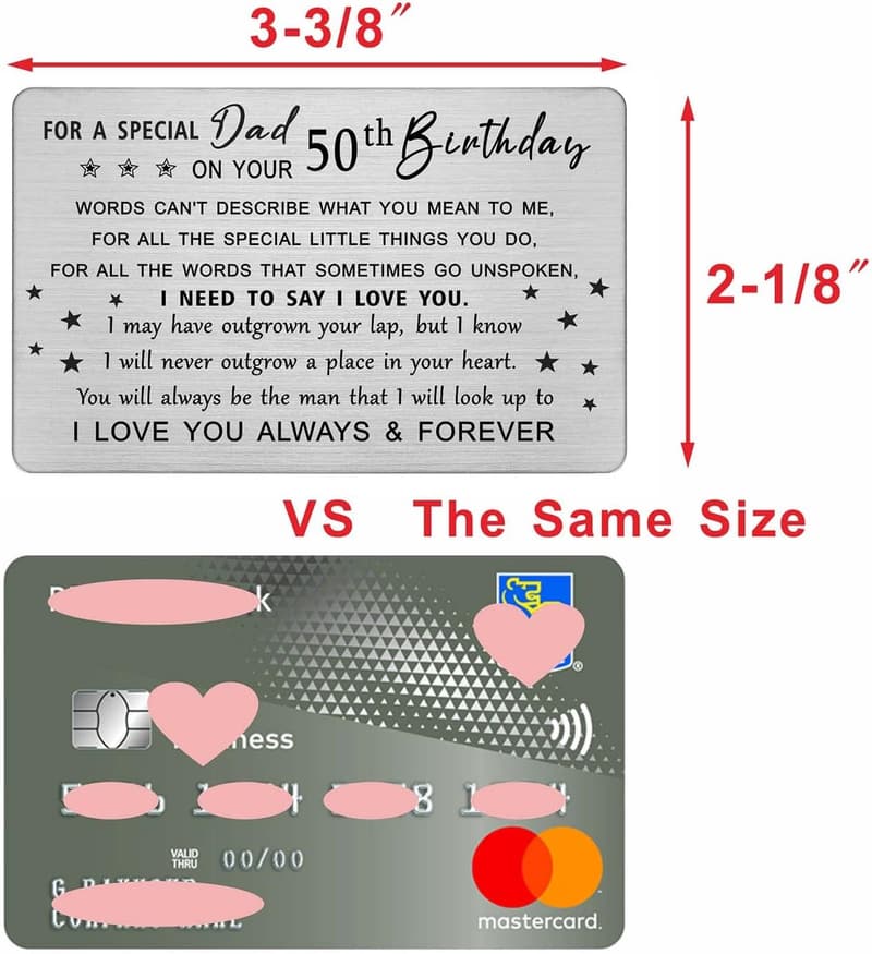 50th Birthday Personalized Steel Wallet Card for Dad