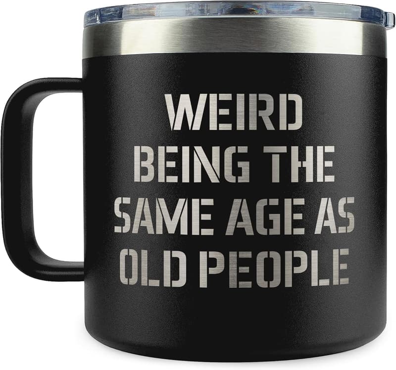 40th-80th Birthday Black Stainless Steel Mug for Him