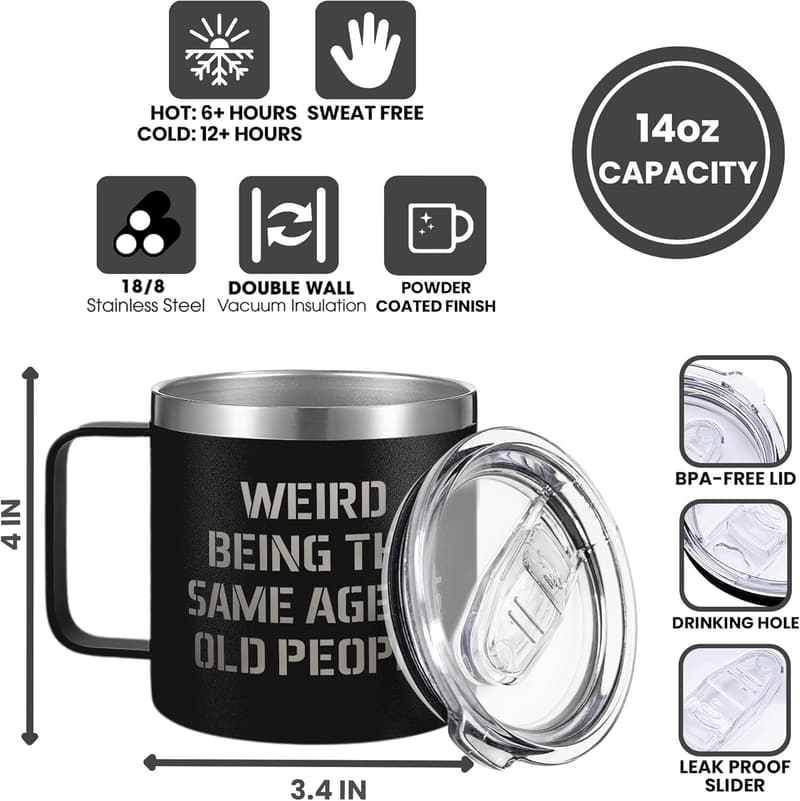 40th-80th Birthday Black Stainless Steel Mug for Him