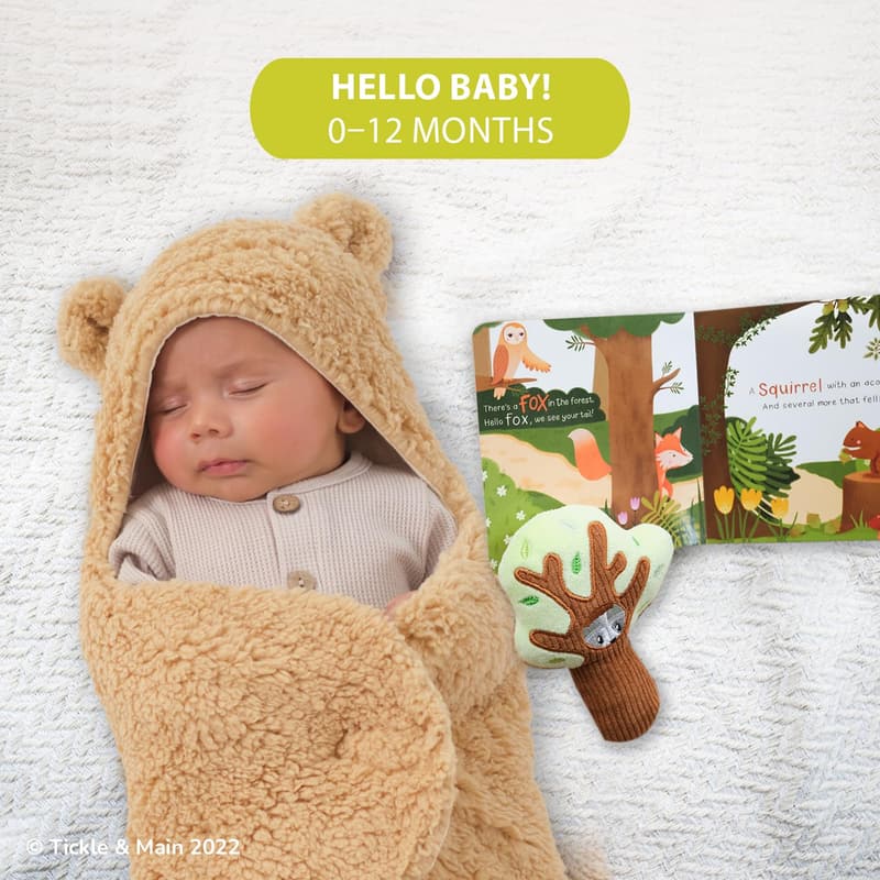 Baby Shower Gift Set: Bear Swaddle Blanket, Storybook & Rattle