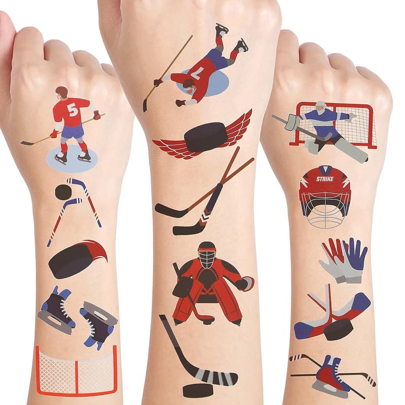 Hockey Party Birthday Temporary Tattoos - 24 Sheets