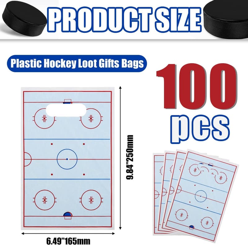 Hockey Party Goodie Bags - 100 Pcs for Kids' Birthdays