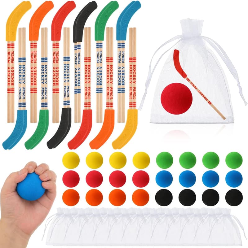 Hockey Birthday Party Favors Set - 72 Pcs with Pencils & Balls