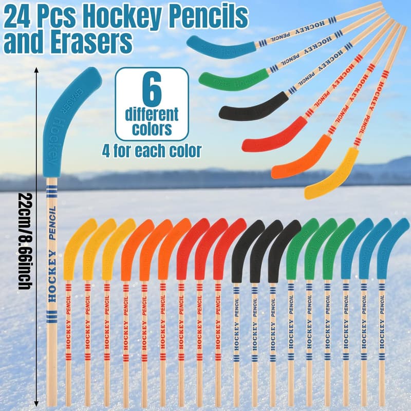 Hockey Birthday Party Favors Set - 72 Pcs with Pencils & Balls