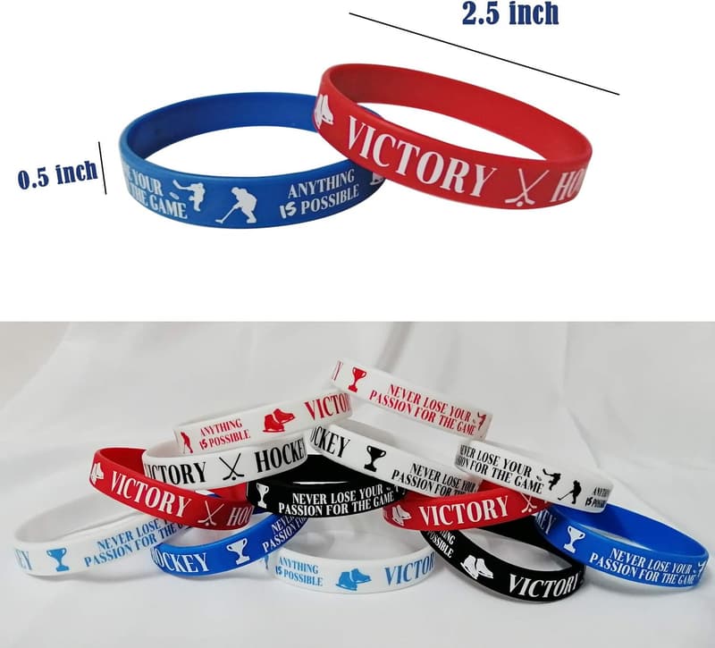 Hockey Birthday Party: 36 PCS Motivational Rubber Wristbands