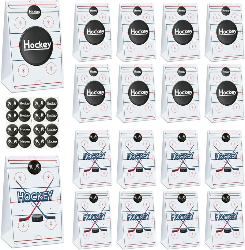 Hockey Party Treat Bags - 20 Pack Goodie Bags for Kids
