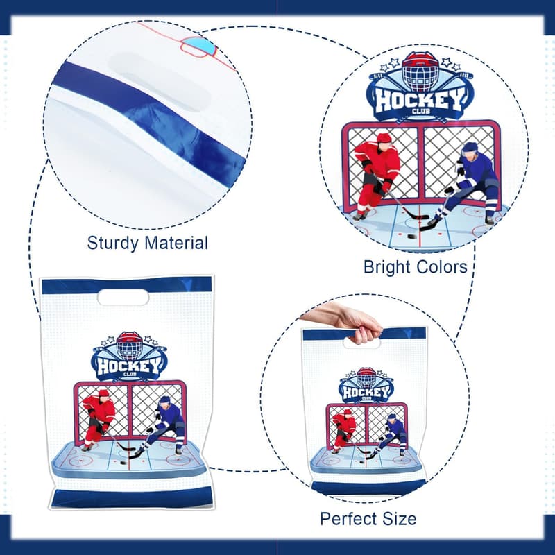 Hockey Party Favor Bags - 50 Reusable Treat Bags