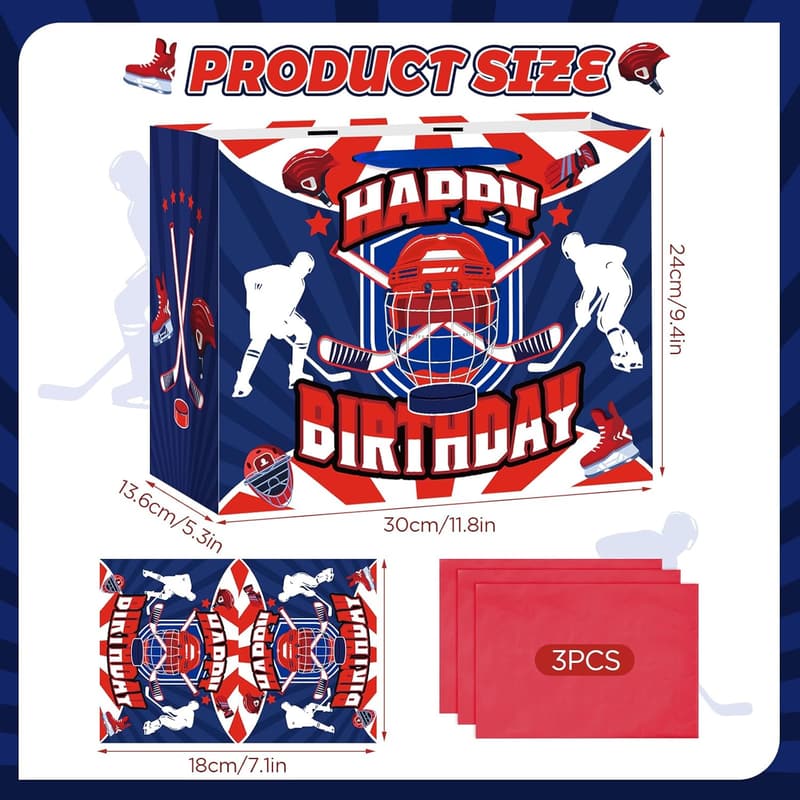 Hockey Birthday Party Favor Gift Bag for Kids & Teens