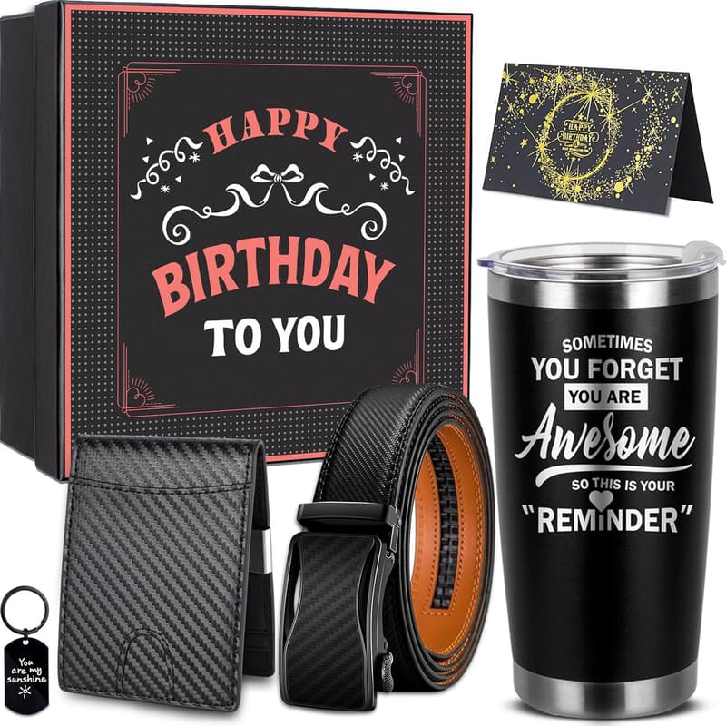 Modern Stainless Steel Gift Basket for Men's Birthday (20 oz)