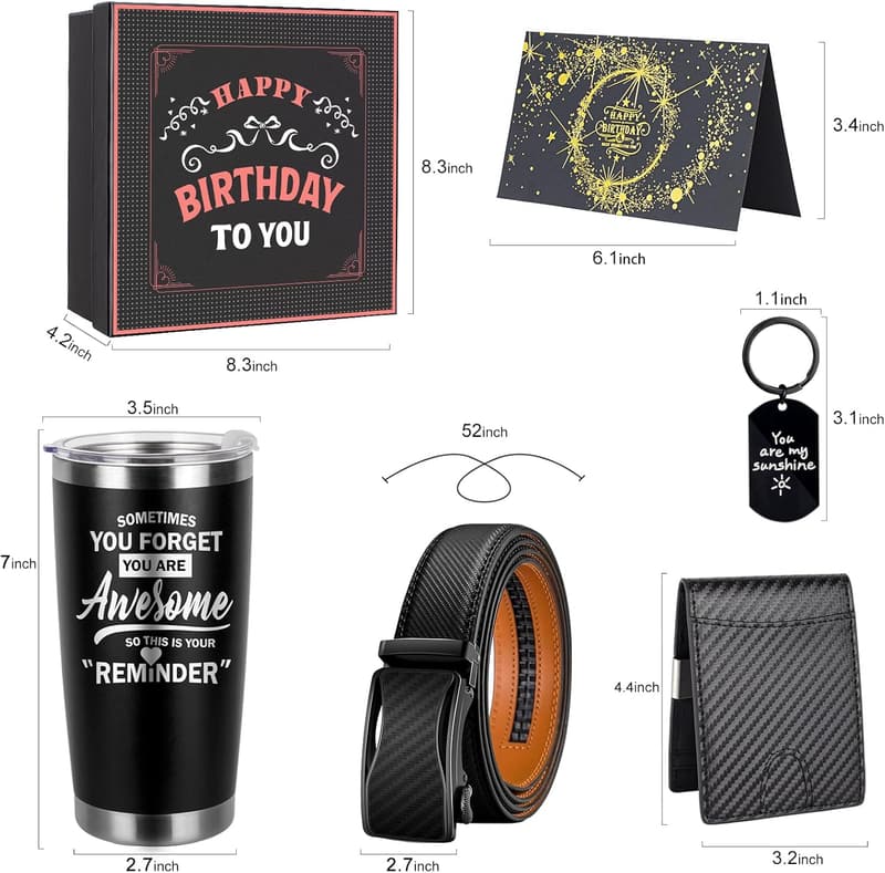 Modern Stainless Steel Gift Basket for Men's Birthday (20 oz)