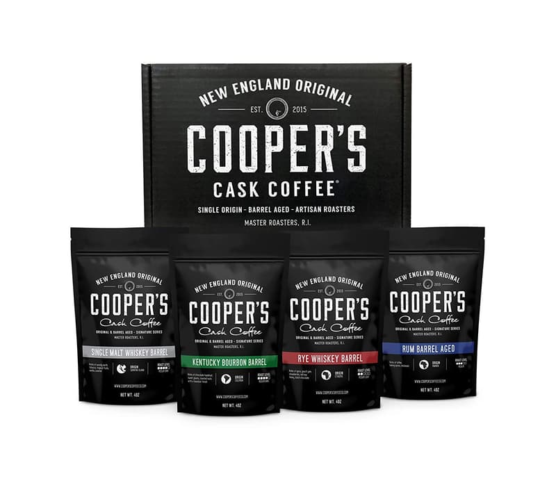 Whiskey Barrel Aged Coffee Gift Set – 4 Roasted Blends