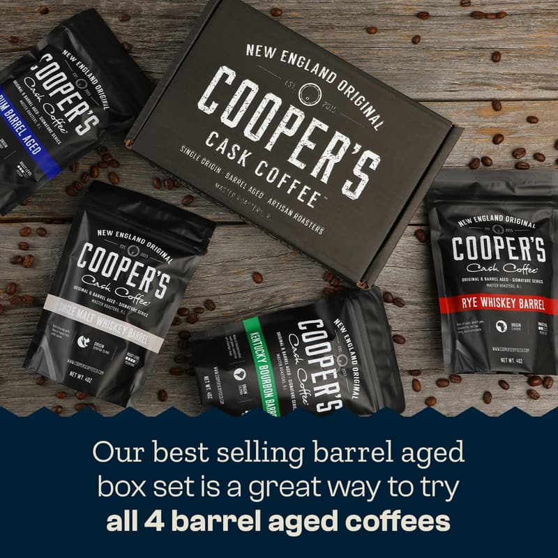 Whiskey Barrel Aged Coffee Gift Set – 4 Roasted Blends