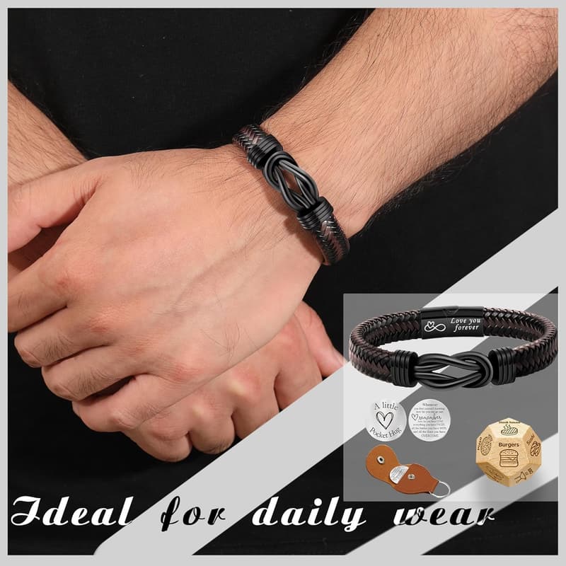 Father's Day Leather Bracelet Gift for Men - 