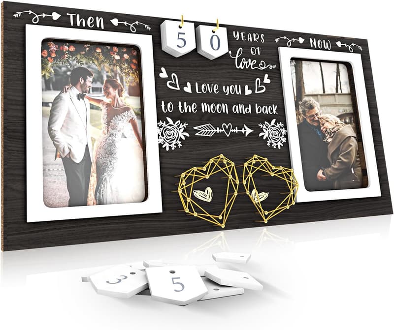 1-99 Years Anniversary Picture Frame for Couples - Black Wood