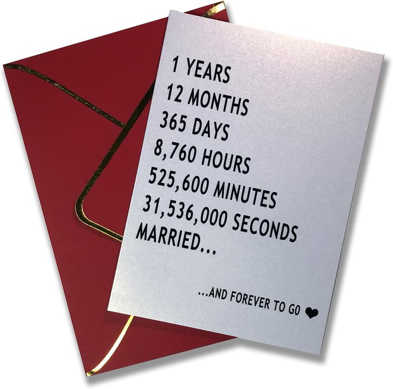 1st Wedding Anniversary Card - Funny Gift for Couples