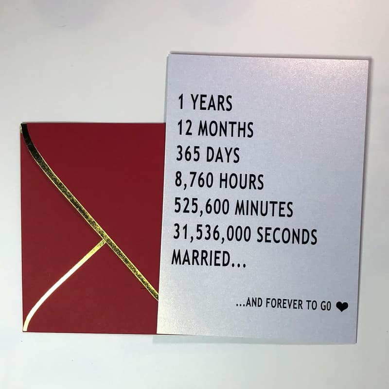 1st Wedding Anniversary Card - Funny Gift for Couples