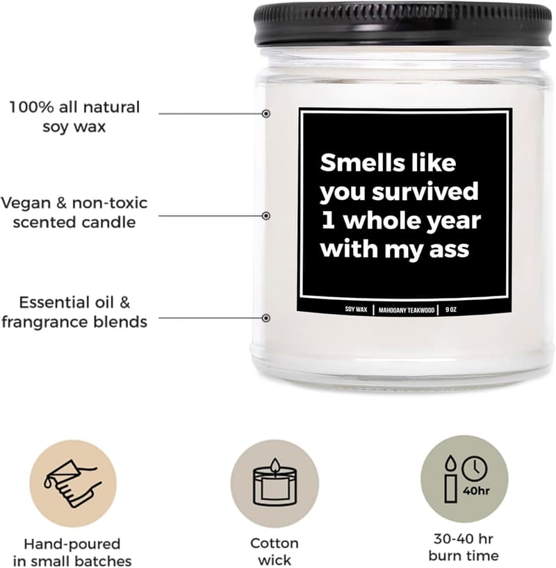 1st Anniversary Candle Gift for Couples - Mahogany Teakwood