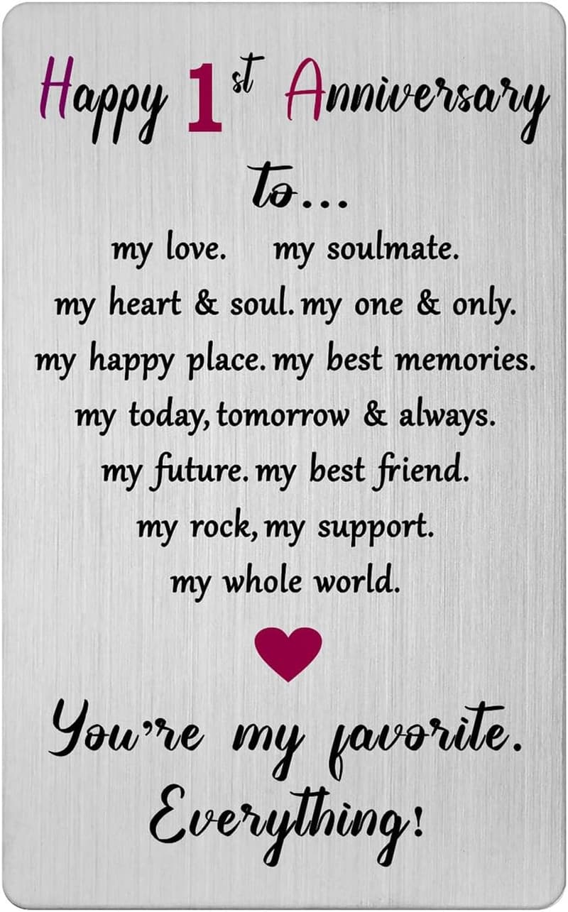 Happy 1st Anniversary Card for Couples - Keepsake Gift