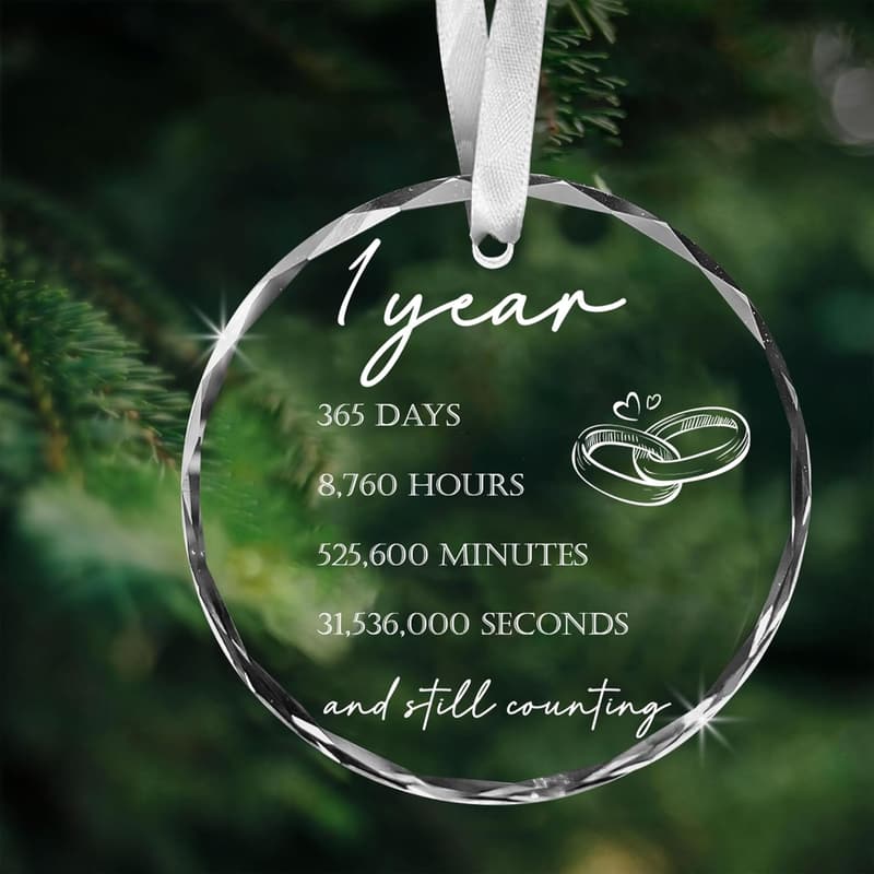 First Anniversary Glass Ornament for Couples