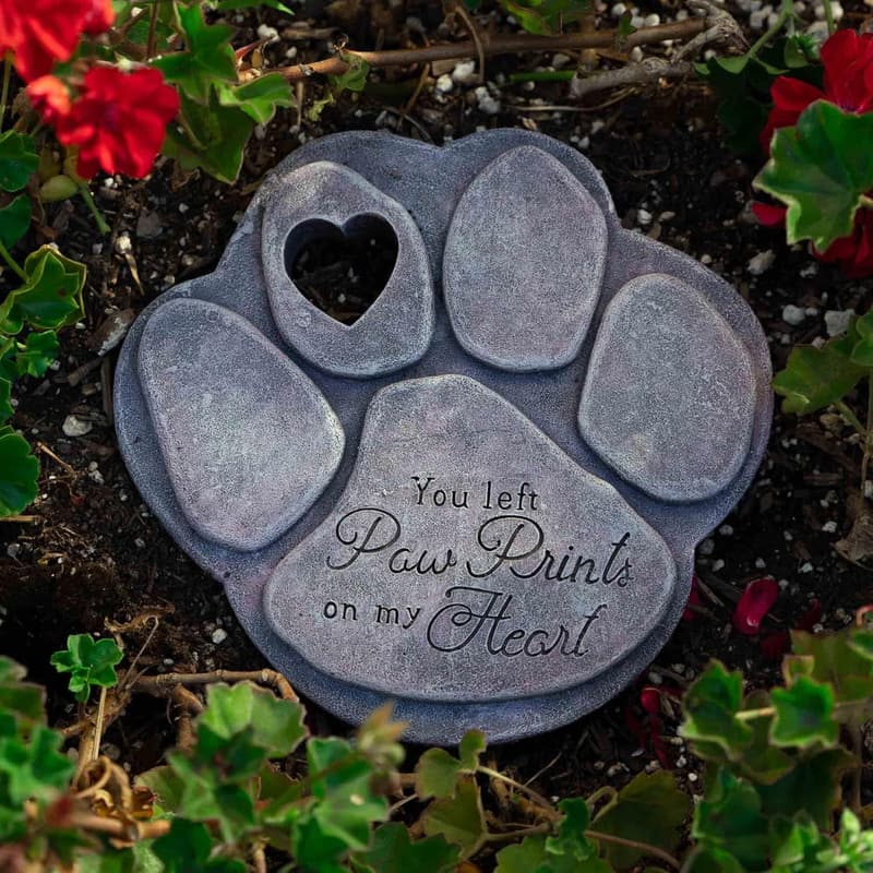 Pet Memorial Garden Stone - 'Paw Prints On My Heart'