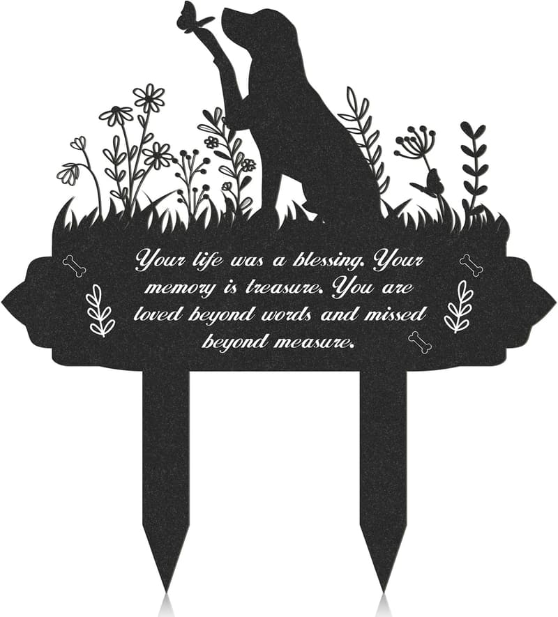 Memorial Dog Grave Marker with Waterproof Metal Plaque
