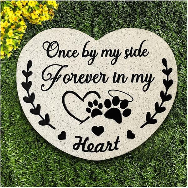 Heart-Shaped Dog Memorial Stone - Sympathy Gift for Loss