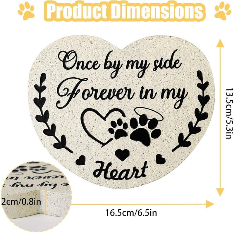Heart-Shaped Dog Memorial Stone - Sympathy Gift for Loss