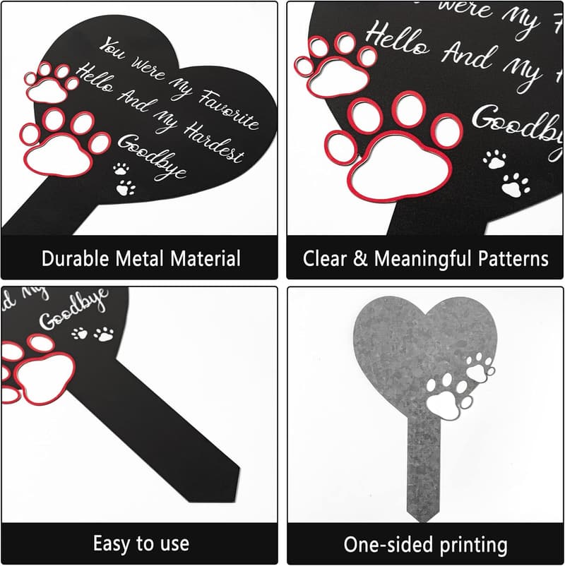 Pet Memorial Cross Stake - Metal Grave Marker for Dogs & Cats