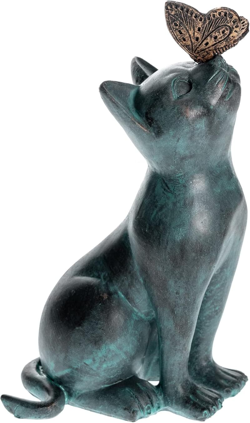 Cat Memorial Figurine with Butterfly - Pet Memorial Gift