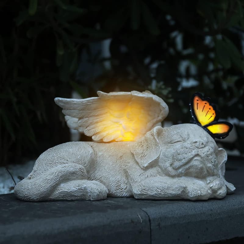 Pet Memorial Garden Angel Statue with Solar Light